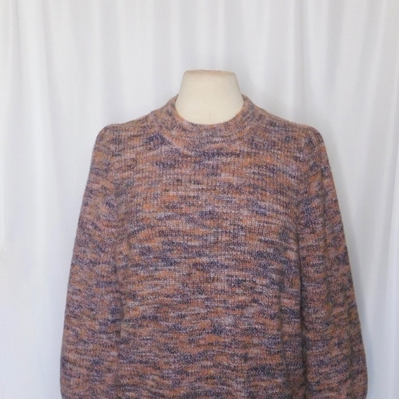 MADEWELL Space-Dye Eaton Puff-Sleeve Pullover Sweater Marled Plum Purple X-Large - Picture 4 of 14